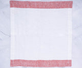 White Napkins Linen - Red Border