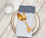 White Linen Napkins - Green Border