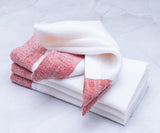 White Napkins Linen - Red Border