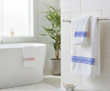 White Cotton Bath Towel with Royal Blue Embroidery
