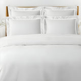 400TC Embroidery & Border Cotton Sateen Solid Duvet Cover Set