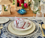 Red Embroidery Napkins- Line Design