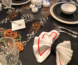 Red Embroidery Napkins- Line Design