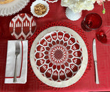 Red Embroidery Napkins- Line Design