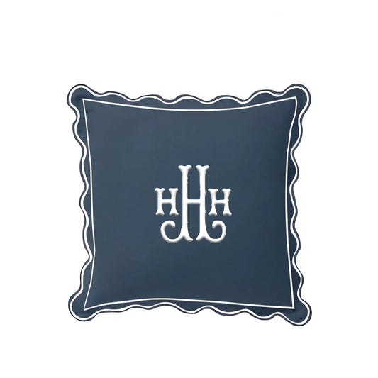 Monogram 400TC Luxurious Scallop Embroidery & Border Cotton Euro Sham