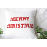 Merry Christmas Red Text Pillow Cover (Set of 1)