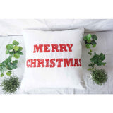Merry Christmas Red Text Pillow Cover (Set of 1)