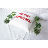 Merry Christmas Red Text Pillow Cover (Set of 1)
