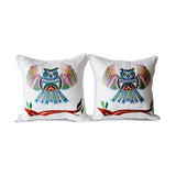 Owl Embroidered Pillow Cover (Set of 1)