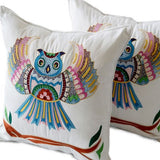 Owl Embroidered Pillow Cover (Set of 1)