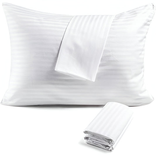 400TC Sateen Cotton Stripe Zippered Pillowcases (Set Of 2)