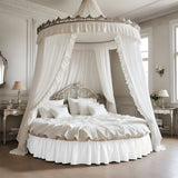 400TC Sateen Solid Cotton Gathered Round Bed Skirt