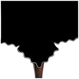 Scallop Embroidery Sateen Cotton Solid Table Cloth - Black