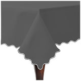 Scallop Embroidery Sateen Cotton Solid Table Cloth - Dark Grey