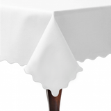 Scallop Embroidery Sateen Poly Cotton Solid Table Cloth