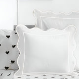 400TC Cotton Scallop Embroidery & Border Sateen Solid Euro Sham