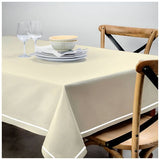 Single Embroidery Border Sateen Cotton Solid Table Cloth - Ivory
