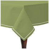 Single Embroidery Border Sateen Cotton Solid Table Cloth - Sage