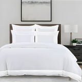 Smart Border 400TC Cotton Embroidery Sateen Solid Duvet Cover Set