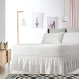400TC Sateen Solid Cotton Triple Embroidered Wrap Around Bed Skirt