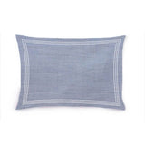 200TC Yarn Dyed Chambray Indigo Blue Triple Embroidery Euro Sham