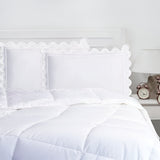 400TC U Shape Scallop Embroidery Cotton Solid Pillow Sham