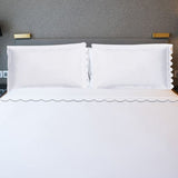 400TC U Shape Scallop Embroidery Cotton Solid Sheet Set