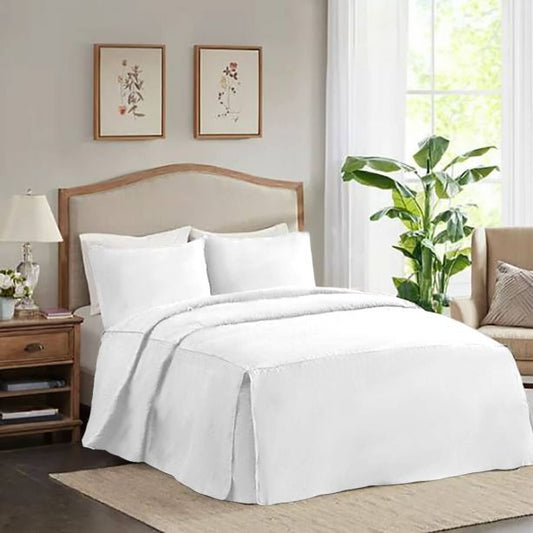 400TC Cotton Sateen Solid Tailored Quilted Bedspread Set