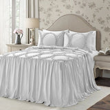 400TC Cotton Sateen Solid Textured Ruffle Bedspread Set