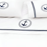 400TC Cotton Anchor Embroidery Boating Sheet Set