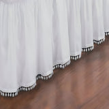 400TC Cotton Pom Fringe Sateen Solid Wrap Around Boho Bed Skirt