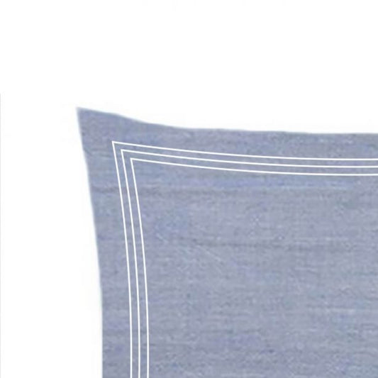 200TC Yarn Dyed Chambray Indigo Blue Triple Embroidery Euro Sham