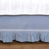 200TC Yarn Dyed Chambray Indigo Blue Triple Embroidery Ruffle Bed Skirt