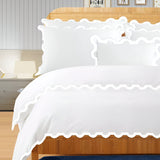 400TC U Shape Applique Embroidery Cotton Duvet Cover Set
