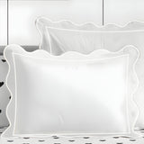 400TC Cotton Scallop Embroidery & Border Sateen Solid Duvet Cover Set