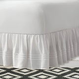 400TC Sateen Solid Cotton Triple Embroidered Gathered Bed Skirt