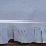 200TC Yarn Dyed Chambray Indigo Blue Triple Embroidery Ruffle Bed Skirt