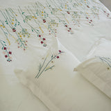 Floral Botanical Embroidered Cotton Sateen Duvet Cover Set