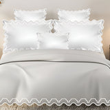 Imaginary Scallop 400TC Cotton Embroidery Sateen Solid Duvet Cover Set