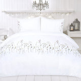 Floral Botanical Embroidered Cotton Sateen Duvet Cover Set