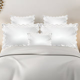 Imaginary Scallop 400TC Cotton Embroidery Sateen Solid Duvet Cover Set