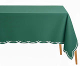 Green Cotton Tablecloth - Scalloped Edge