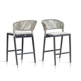 PURPLE LEAF Counter Height Bar Stool Set of 2 Outdoor Stool Chair with Footrest Patio Bar Height Stools Rattan Barstools for Outdoor or Indoor