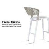 PURPLE LEAF Outdoor Bar Stools Set of 2, All-Weather Rope Wicker Aluminum Patio Bar Chairs for Deck, Balcony, Garden, Kitchen Island