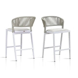 PURPLE LEAF Outdoor Bar Stools Set of 2, All-Weather Rope Wicker Aluminum Patio Bar Chairs for Deck, Balcony, Garden, Kitchen Island