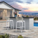 PURPLE LEAF Outdoor Bar Stools Set of 2, All-Weather Rope Wicker Aluminum Patio Bar Chairs for Deck, Balcony, Garden, Kitchen Island