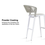 PURPLE LEAF Outdoor Bar Stools Set of 2, All-Weather Rope Wicker Aluminum Patio Bar Chairs for Deck, Balcony, Garden, Kitchen Island