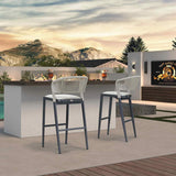 PURPLE LEAF Outdoor Bar Stools Set of 2, All-Weather Rope Wicker Aluminum Patio Bar Chairs for Deck, Balcony, Garden, Kitchen Island