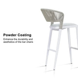 PURPLE LEAF Outdoor Bar Stools Set of 2, All-Weather Rope Wicker Aluminum Patio Bar Chairs for Deck, Balcony, Garden, Kitchen Island
