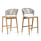 PURPLE LEAF Outdoor Bar Stools Set of 2, All-Weather Rope Wicker Aluminum Patio Bar Chairs for Deck, Balcony, Garden, Kitchen Island